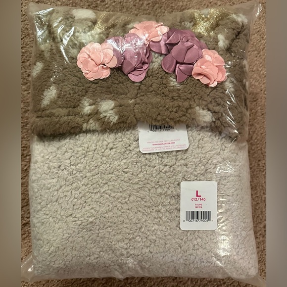 Justice Girls Hooded Reindeer Sherpa Pajamas Plush 2 Piece PJ Set Deer Antlers - Picture 10 of 15